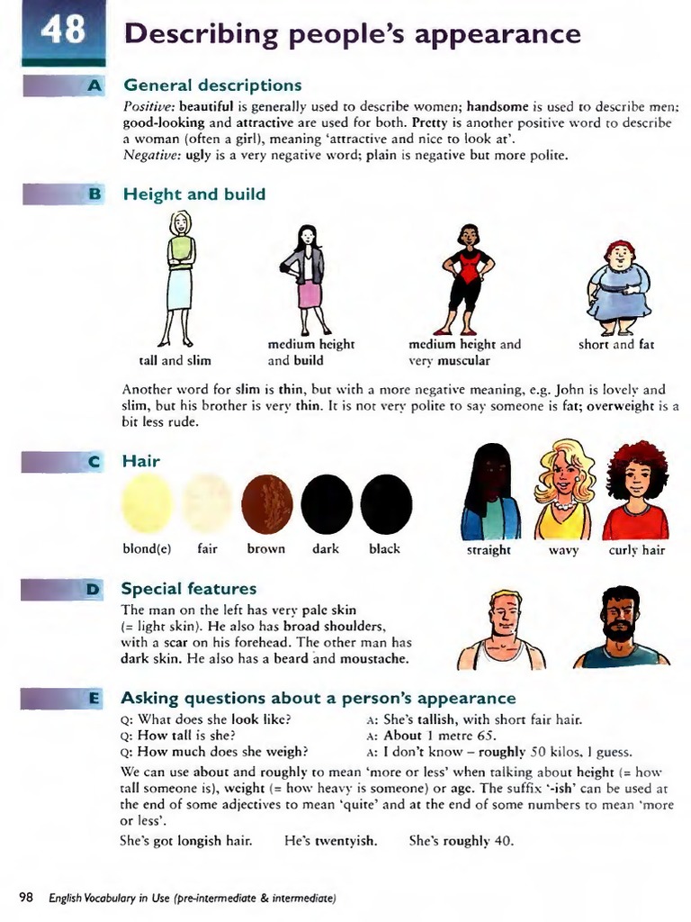 Describing Appearance Describing People Appearance Pdf