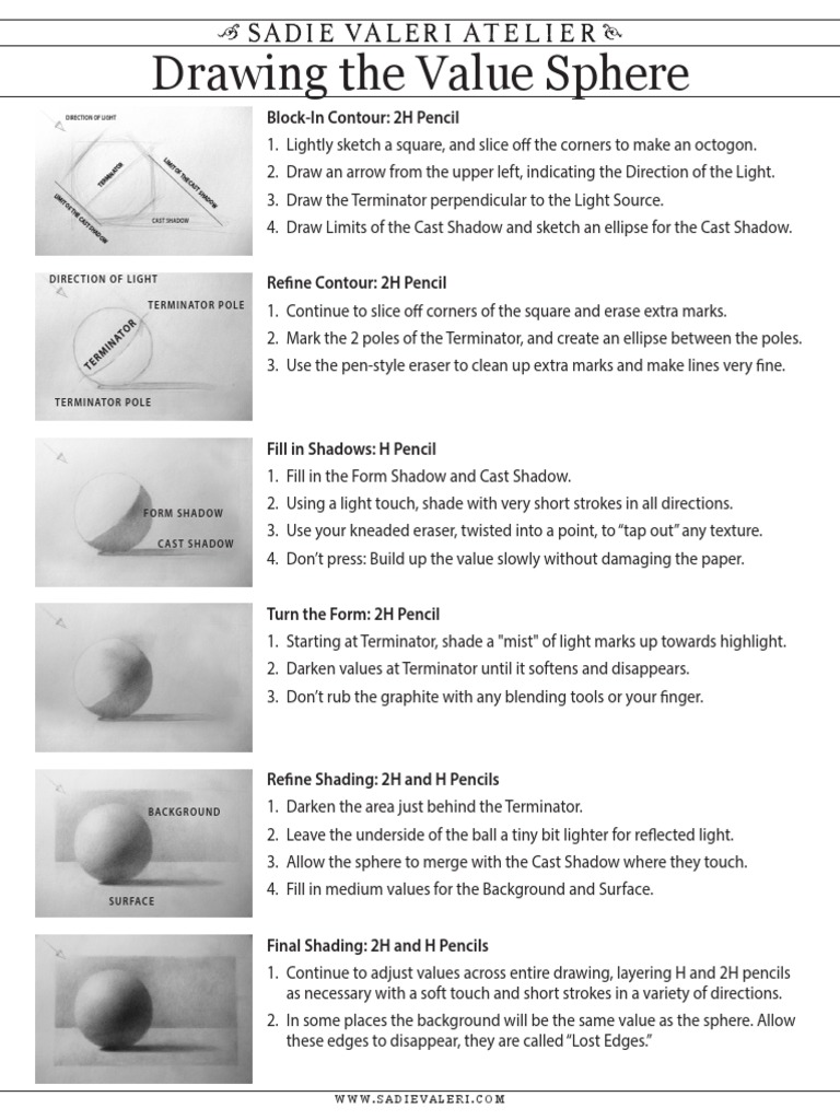 Drawing the Value Sphere Techniques | PDF | Shadow | Drawing