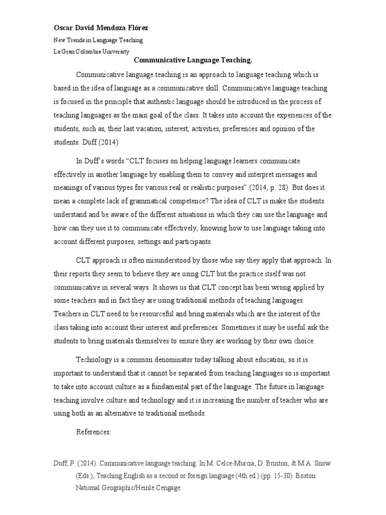Communicative Language Teaching Trends | PDF | Language Arts & Discipline