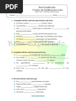 1.6 Ficha de Trabalho - Verb To Be and To Have Got