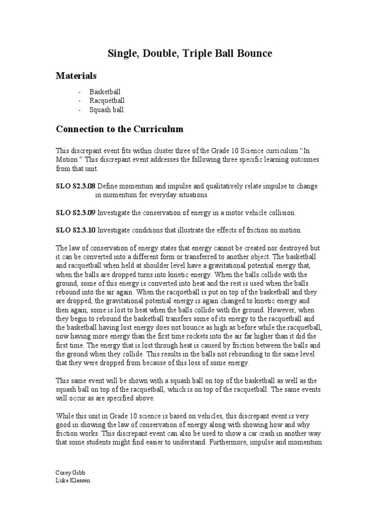 S2-3-08 - Single, Double, Triple Ball Bounce - Discrepant Event | PDF ...
