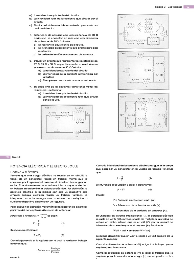 Cálculos de Electricidad y Potencia | PDF | Resistencia Eléctrica y ...