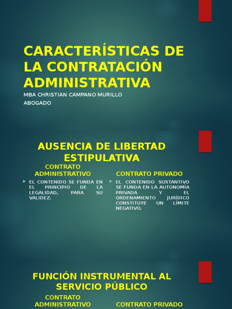 Caracter sticas De La Contrataci n Administrativa 1 PDF Conceptos 