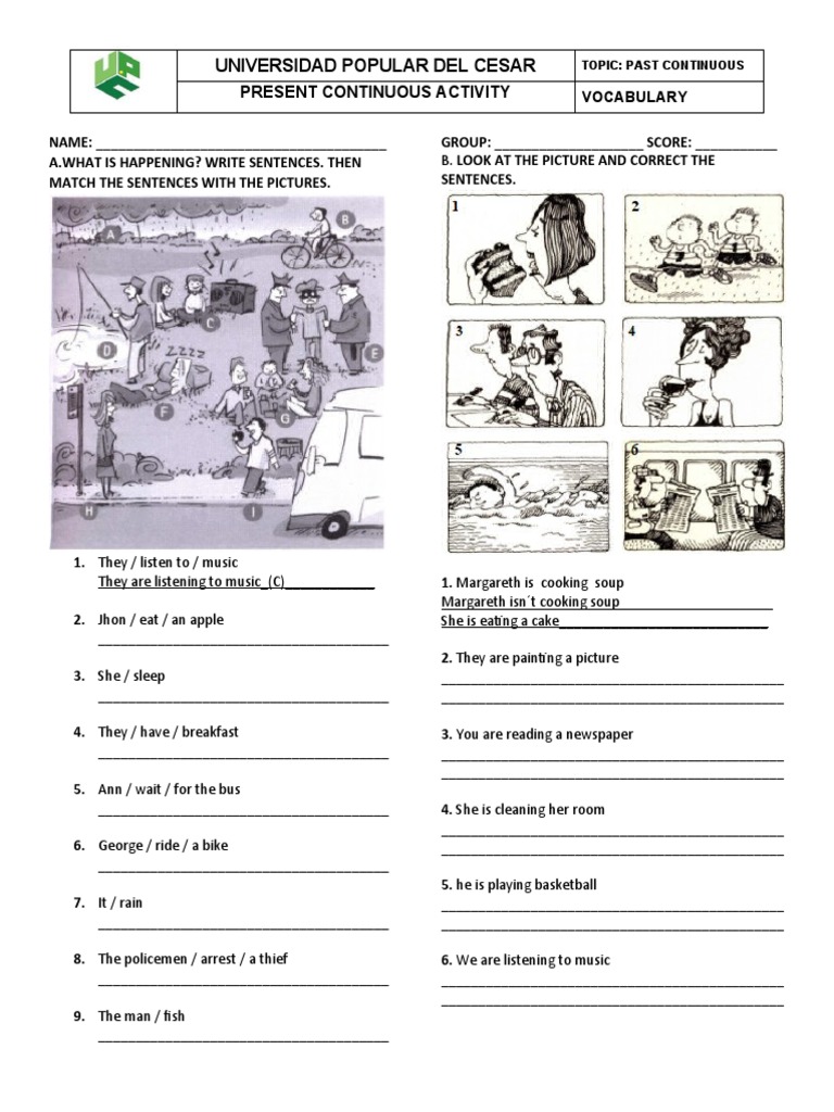 Present Continuous Activities Worksheet | PDF | Language Mechanics ...