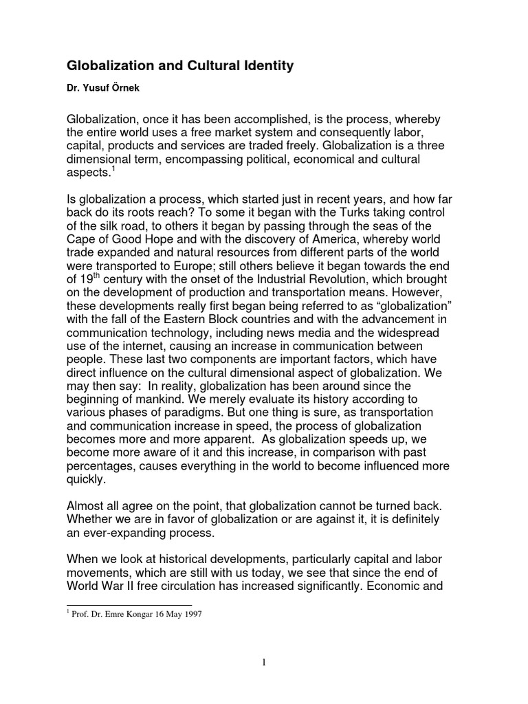 Globalization's Impact on Cultural Identity | PDF | Identity (Social ...