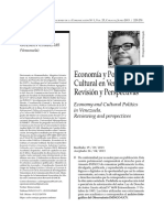 Carlos Enrique Guzmán Cárdenas. Economía y Política Cultural en Venezuela.  Anuario ININCO VOL25 N°1 2013 pp225-270
