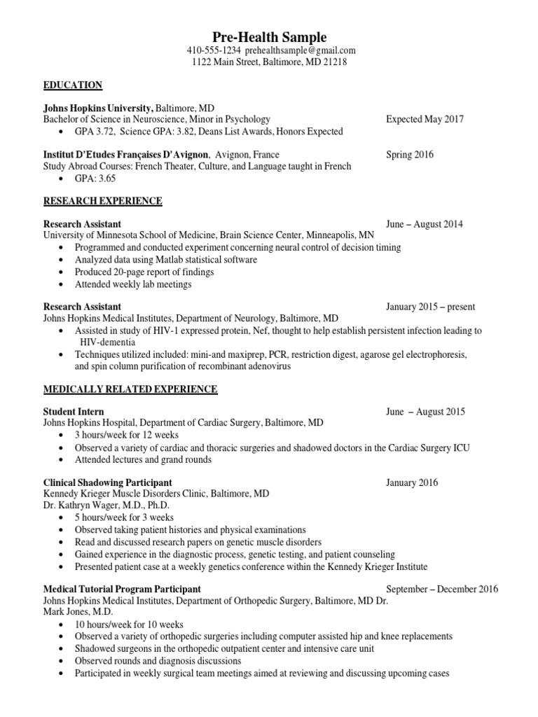 jhu resume help