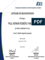 Certificado de Aprovechamiento Curso Gestión de Proyectos