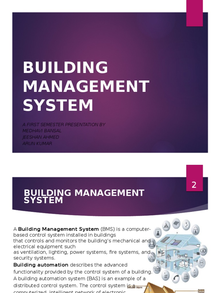 Building Management System: A First Semester Presentation by Medhavi ...