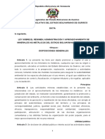 Ley Sobre El Régimen, Administración y Aprovechamiento de Minerales No Metálicos Del Estado Bolivariano de Guárico.