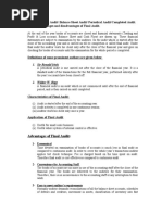 Define Final Audit/ Balance Sheet Audit/ Periodical Audit/Completed Audit. Discuss Advantages and Disadvantages of Final Audit