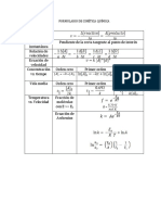 Formula para Cinética Química