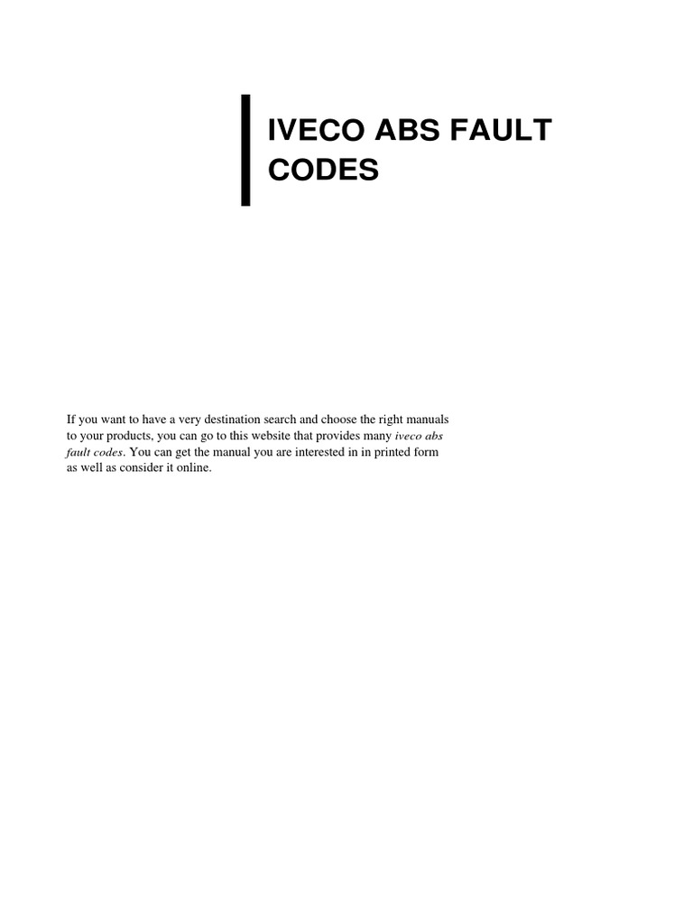 IVECO ABS Fault Codes Guide | PDF
