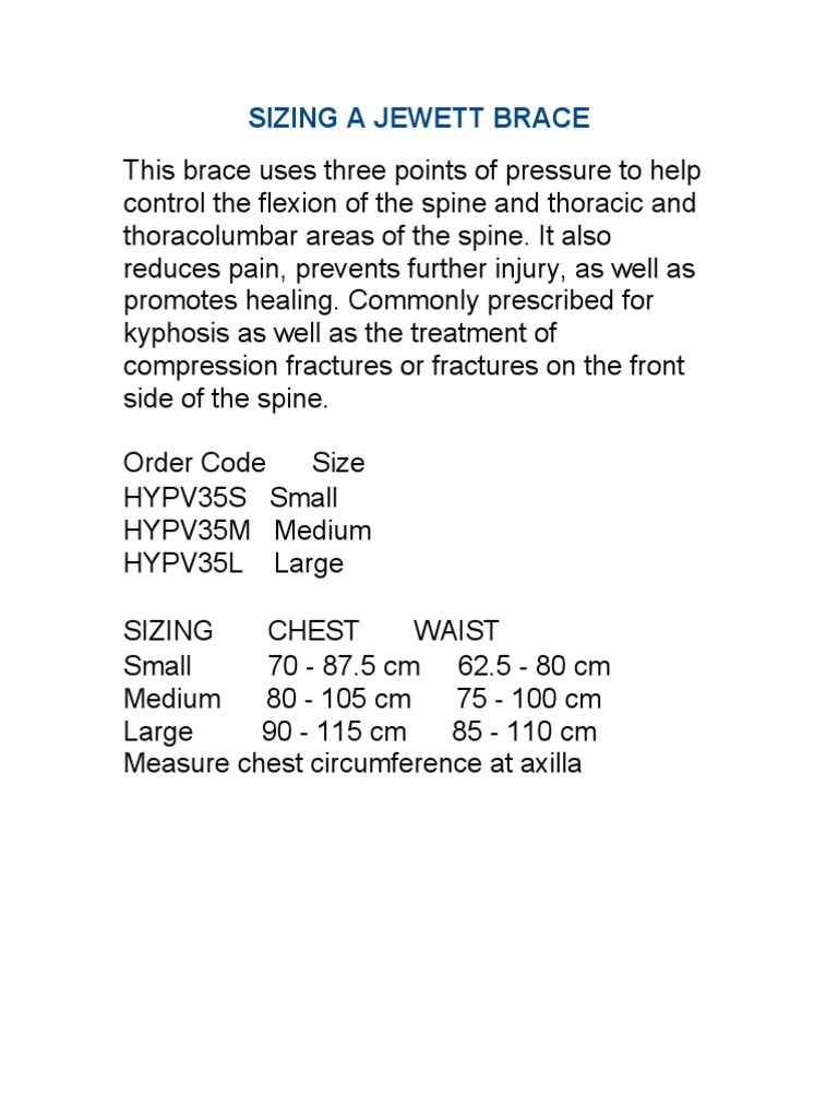 Sizing A Jewett Brace PDF