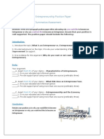 Entrepreneurship Position Paper Rubric