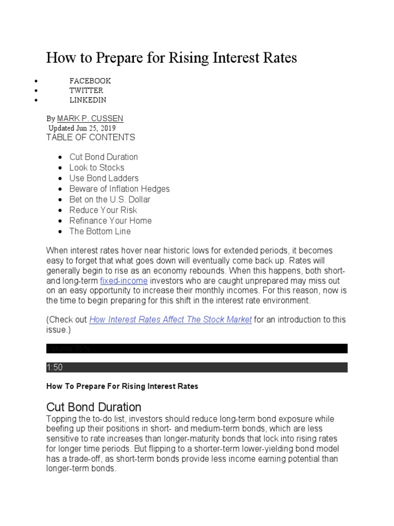 How To Prepare For Rising Interest Rates Cut Bond Duration PDF