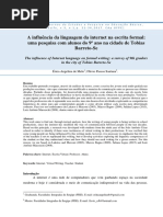 A influência da linguagem da internet na escrita formal uma pesquisa com alunos do 9º ano na cidade de Tobias Barreto-Se