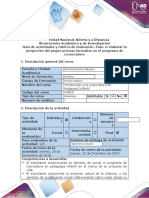 Guía de Actividades y Rúbrica de Evaluación-Paso 4 - Elaborar La Proyección Del Propio Proceso Formativo en El Programa de Licenciatura