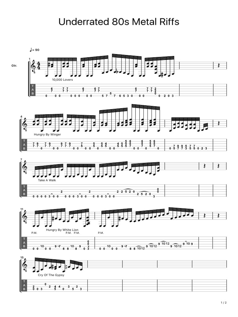 80s Metal Riffs for Guitarists | PDF