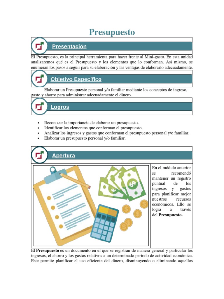 Elaboración de un Presupuesto Personal | PDF | Ahorro | Presupuesto