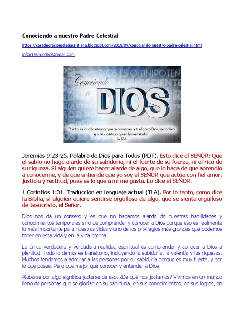 Conociendo a Nuestro Padre Celestial | PDF | Amor | Jesús