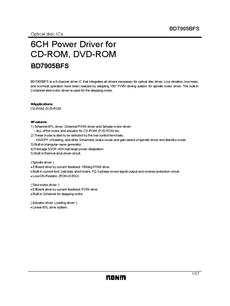 6CH Driver IC for CD/DVD Applications | PDF | Electric Motor | Power Supply