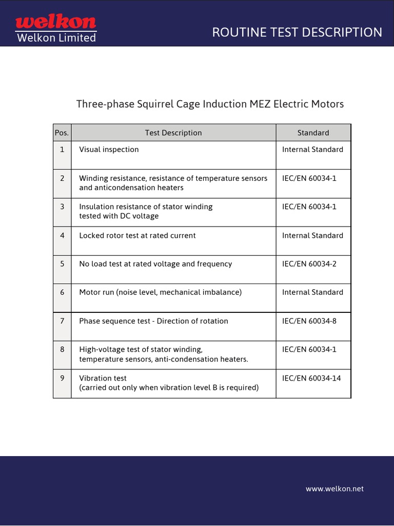 Motor Routine Test Standards | PDF