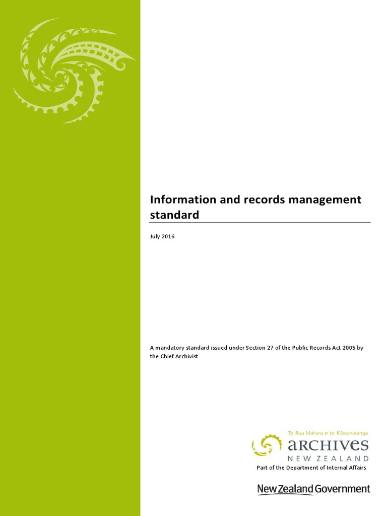 16 S1 Information and Records Management Standard PDF PDF Records