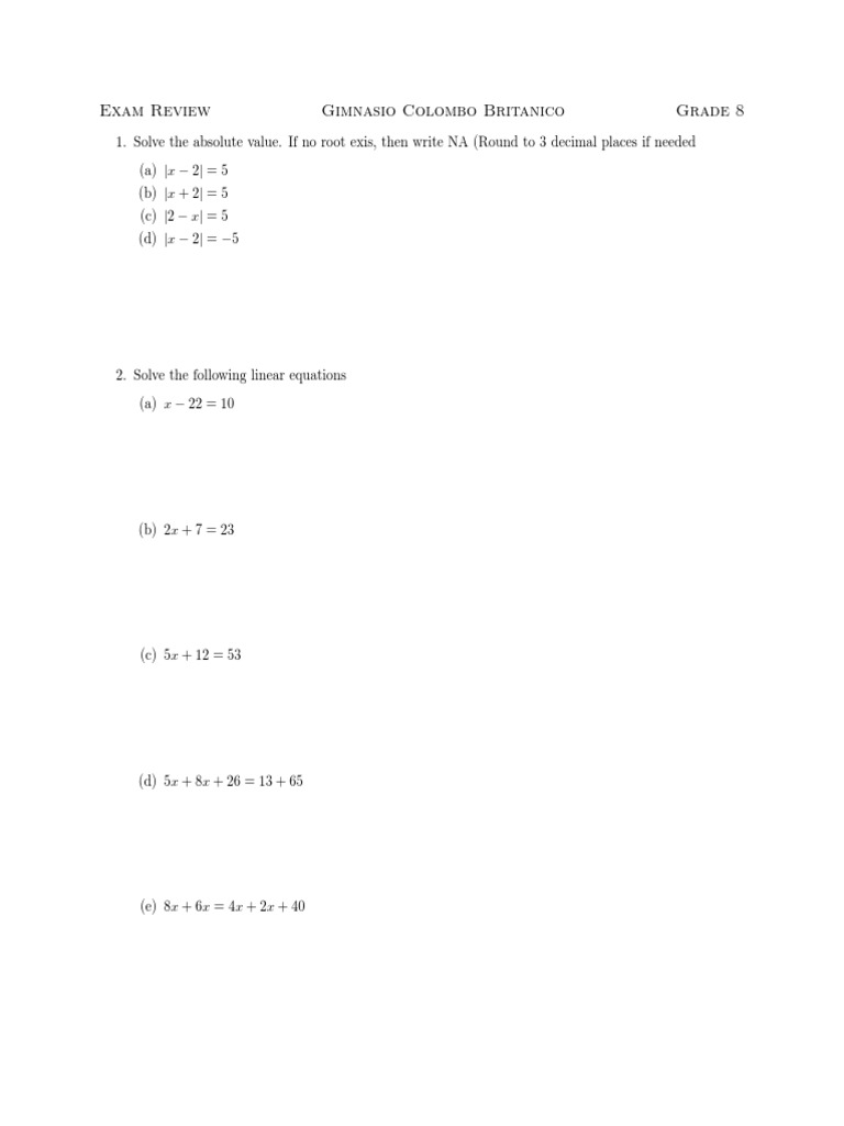 Grade 8 Math Exam Review Guide | PDF | Real Number | Function (Mathematics)