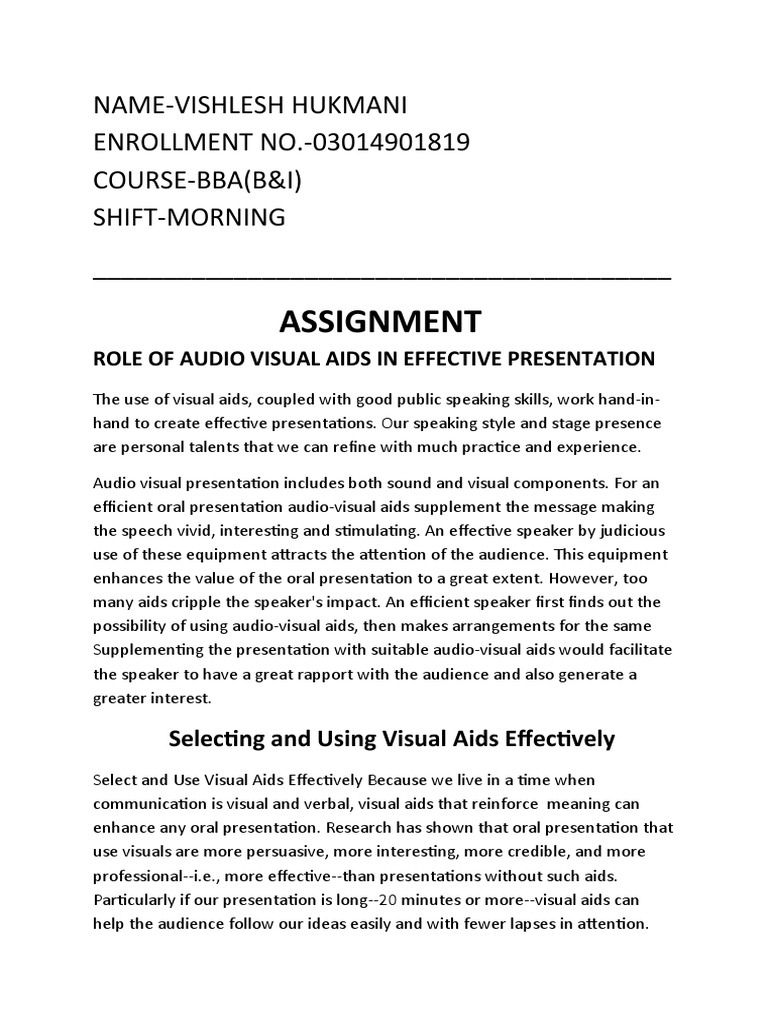 Effective Use of Visual Aids in Presentations | PDF | Communication ...