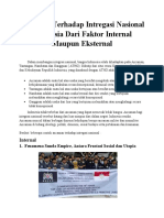 Ancaman Terhadap Intregasi Nasional Indonesia Dari Faktor Internal Maupun Eksternal