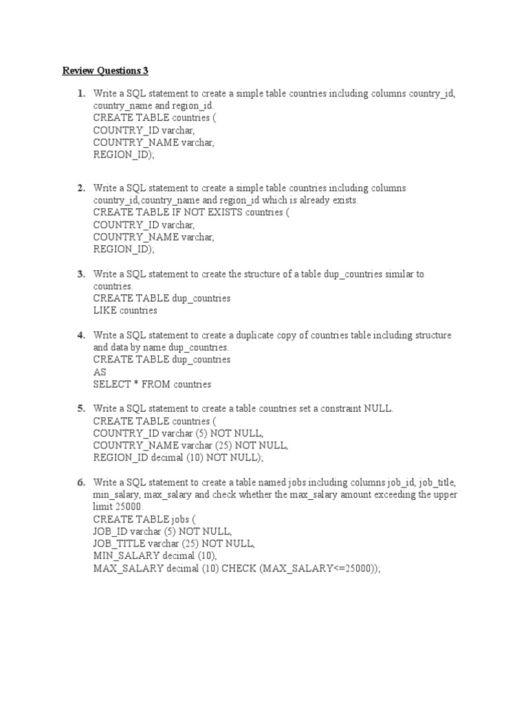 Review Questions 3 | PDF | Table (Database) | Scientific Modeling