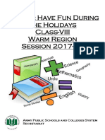 Learn & Have Fun During The Holidays Class-VIII Warm Region Session 2017-18