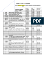 Panjab University, Chandigarh Practical Date Sheet For The Conduct of B.Ed. 2 Semester Practical Examination To Be Held in April/May, 2019