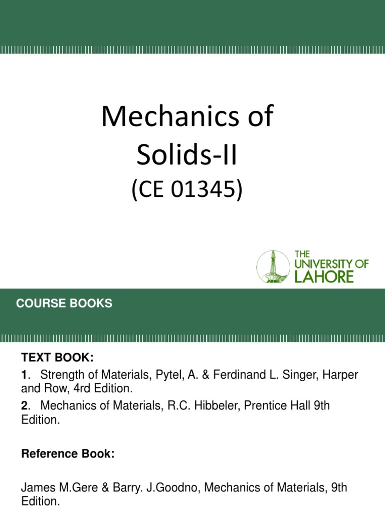 Mechanics of Solids II: Bending Theory | PDF | Bending | Deformation ...