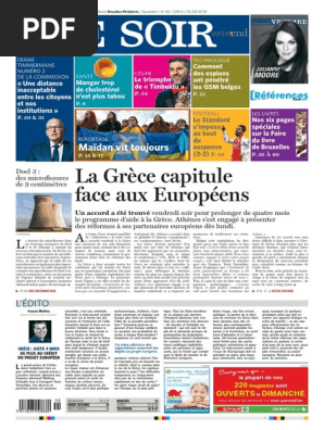 Le Soir 21 02 15 Grece Politique De L Union Europeenne