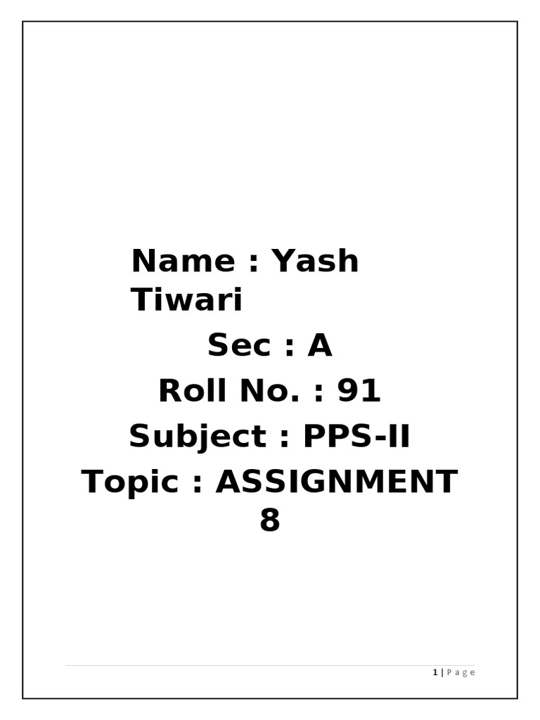 Assignment 8 Yash Tiwari | PDF | Computer Programming | Computing