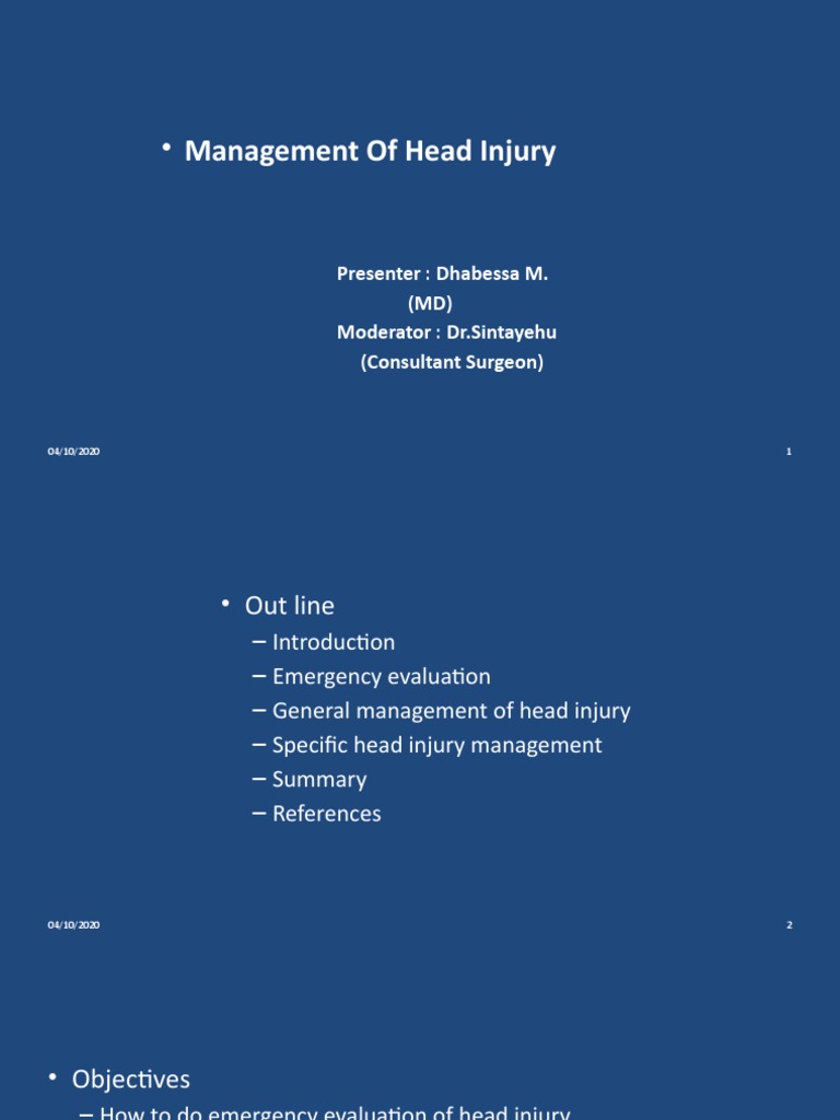 Head Injury Management Guidelines | PDF | Traumatic Brain Injury ...