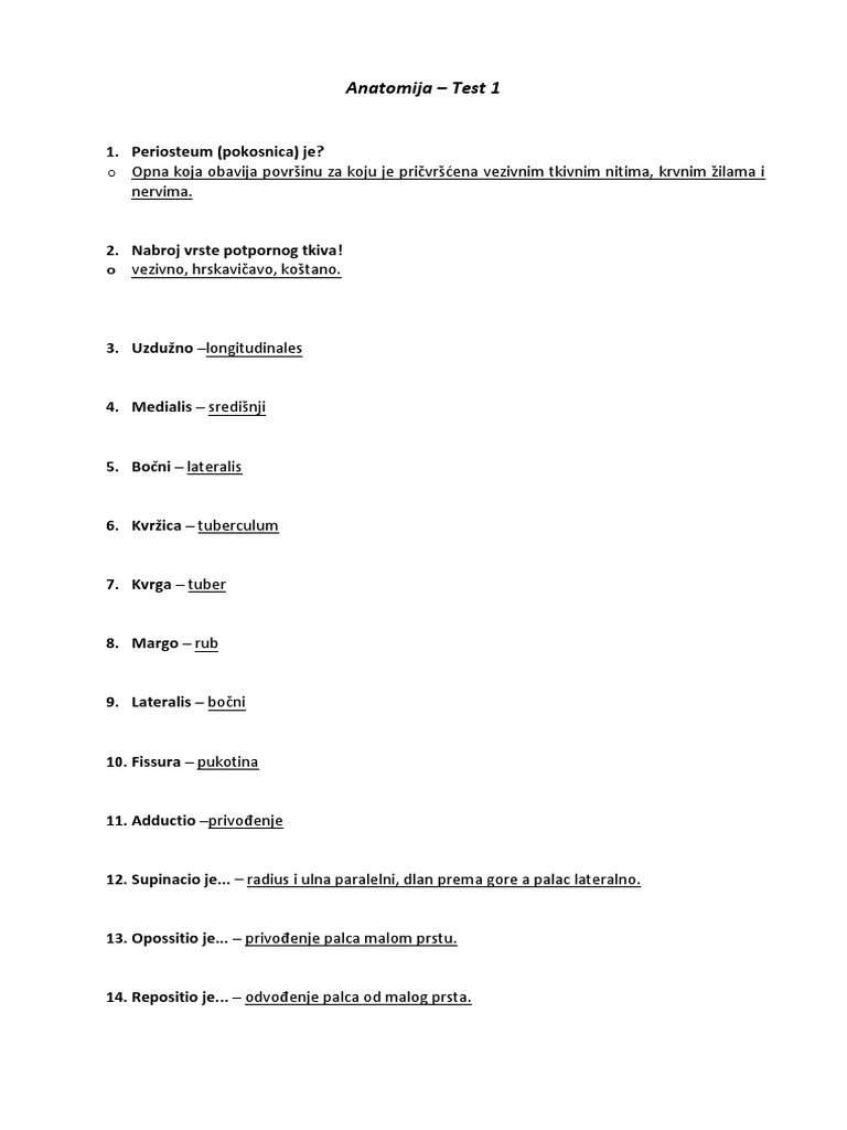 Test Iz Anatomije | PDF
