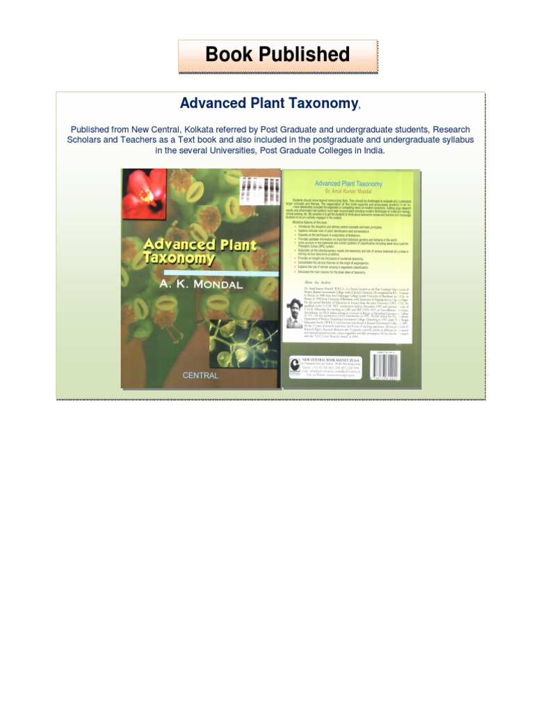 Book Published Advanced Plant Taxonomy PDF