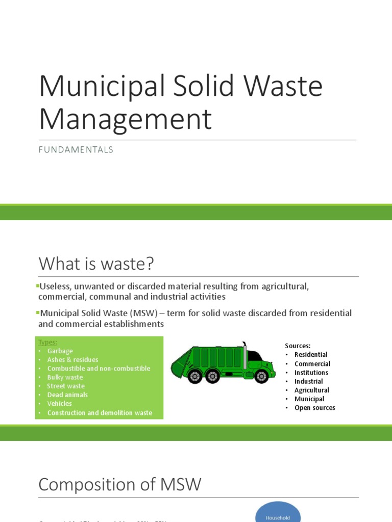 Municipal Solid Waste Management Fundamentals Pdf Municipal Solid