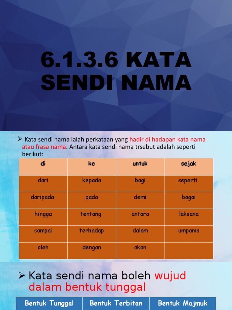 Contoh Kata Sendi Nama Stpm