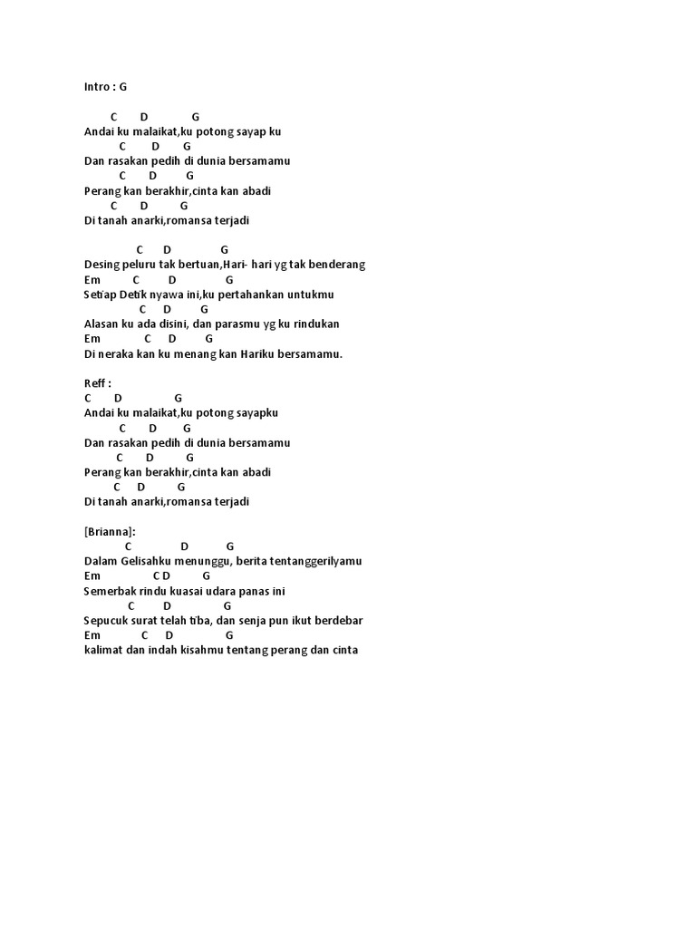 Lirik dan Chord Lagu Cinta dan Perang | PDF