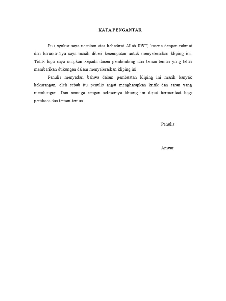 KATA PENGANTAR Kliping | PDF