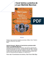 Metodo de Vocal Teorica y Practica de Bel Canto A Por Mathilde Marchesi Averigue Por Que Me Encanta PDF