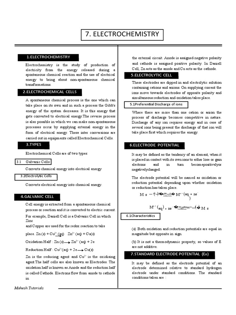 Electrochemistry Electrochemistry Redox