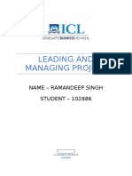 Leading and Managing Project: Name - Ramandeep Singh STUDENT - 102886