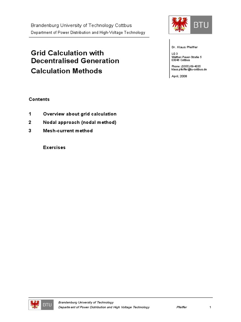 Grid Calculation Methods for Power Systems | PDF | Electrical Impedance ...