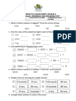 Mathematics Worksheet (Grade 3) Place Value, Ordering and Rounding Off