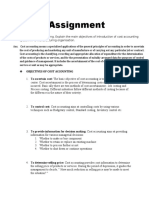 Assignment Cost Accounting